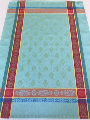 french jacquard tea towel aqua